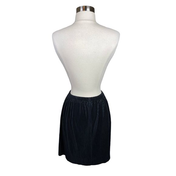 Vintage 90’s La Mode de Vie Black Lame Pleated Mini Skirt - Size Large - Picture 5 of 6
